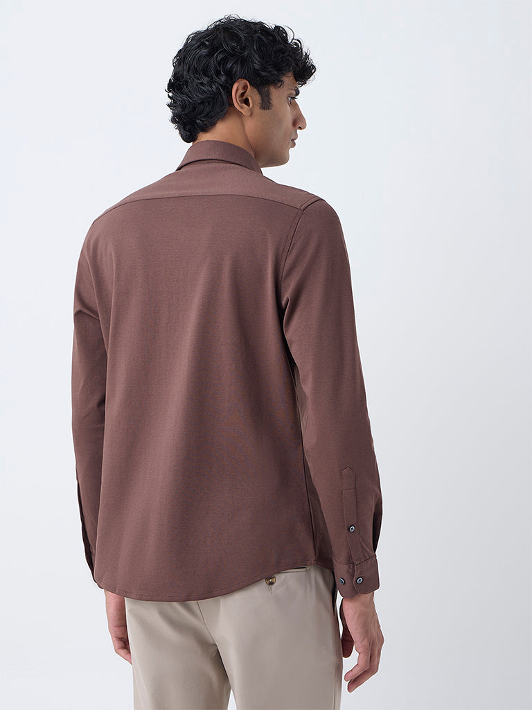 WES Formals Brown Relaxed-Fit Shirt
