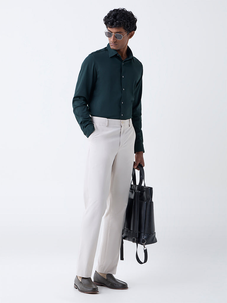 Buy WES Formals Dark Green Slim-Fit Cotton-Blend Shirt from Westside Buy WES Formals Dark Green Slim-Fit Cotton-Blend Shirt from Westside