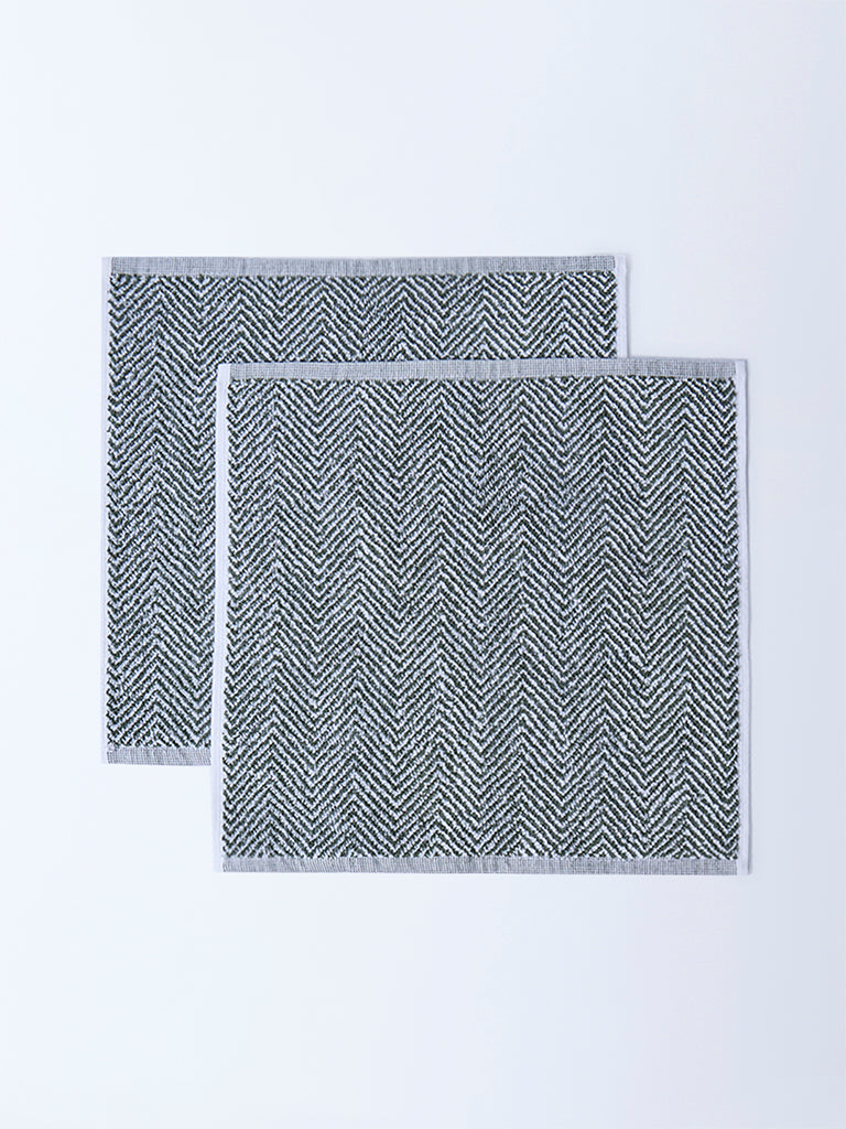 Westside Home Sage Chevron Design Face Towel (Set of 2)