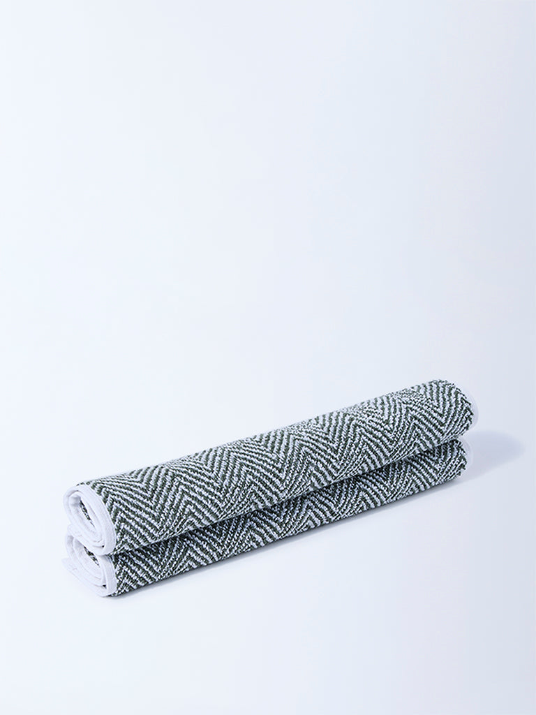 Westside Home Sage Chevron Design Face Towel (Set of 2)