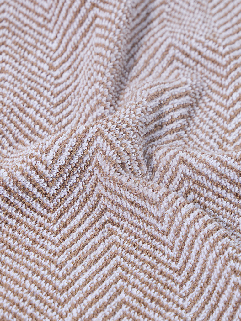 Westside Home Brown Chevron Design Face Towel (Set of 2)