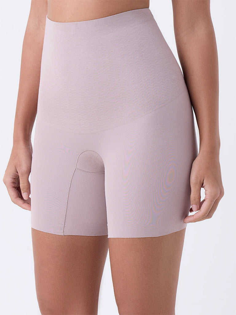Wunderlove Light Taupe Cotton-Blend Shapewear Shorts