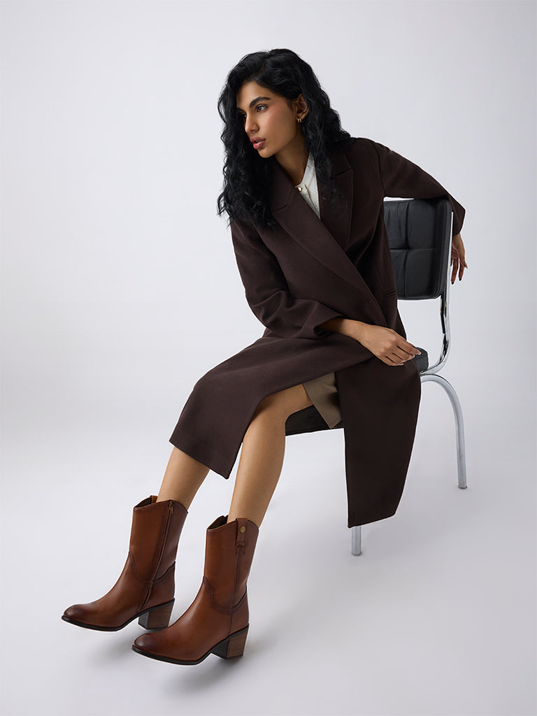 LUNA BLU Tan Cowboy Leather Boots