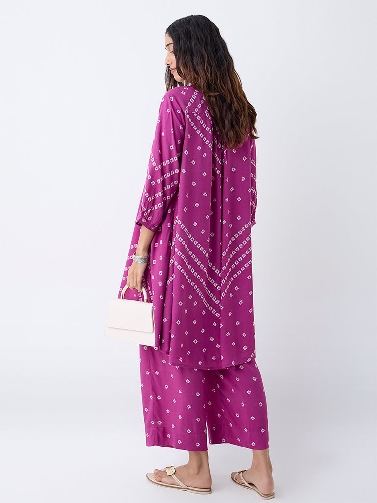 Buy Utsa Pink Bandhani Print A-Line Kurta from Westside