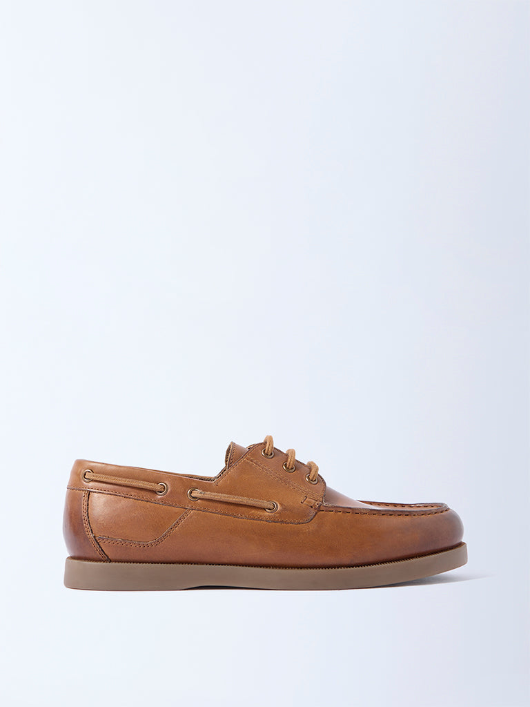SOLEPLAY Tan Dock Boat Leather Shoes