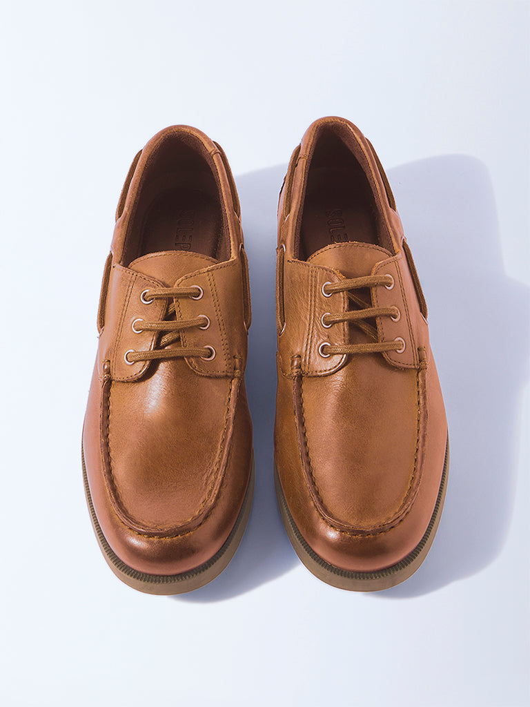SOLEPLAY Tan Dock Boat Leather Shoes