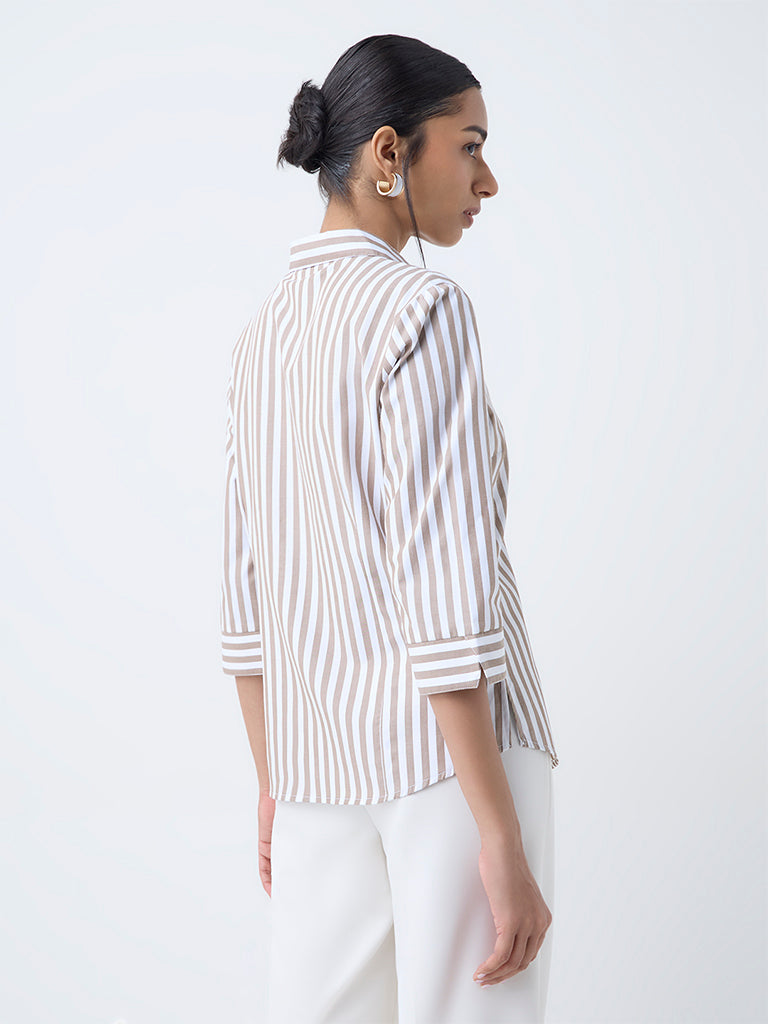 Wardrobe Taupe Printed Shirt