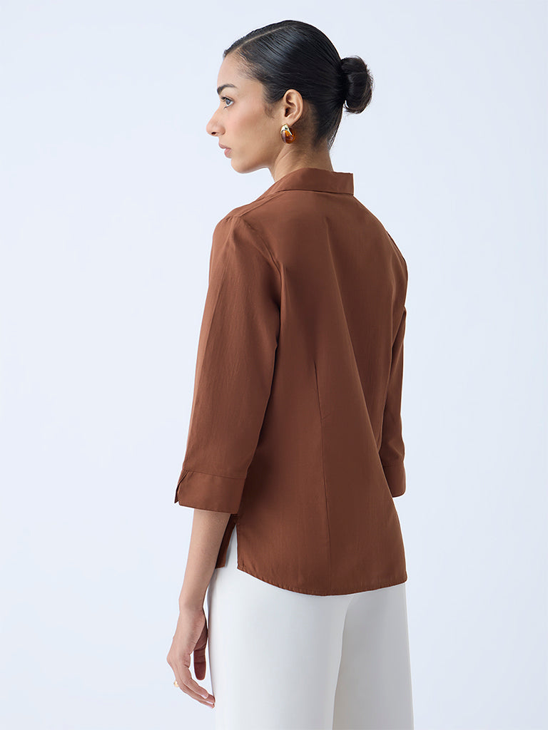 Wardrobe Tan Solid Shirt