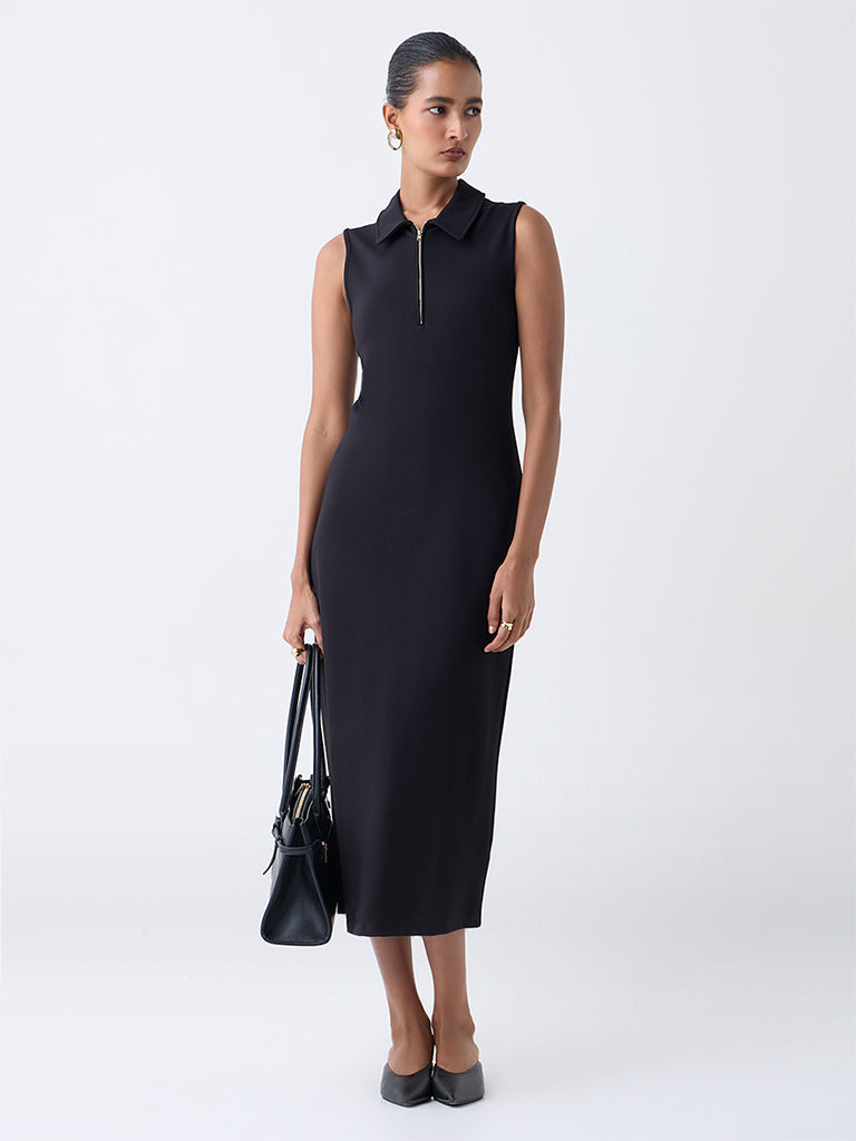 Wardrobe Black Quarter-Zip Shirt Dress