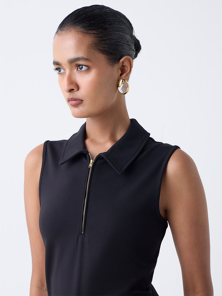 Wardrobe Black Quarter-Zip Shirt Dress