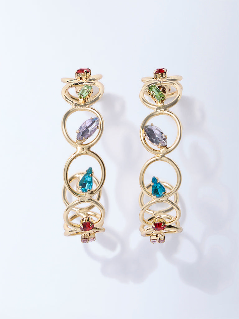 Westside Accessories Multicolour Crystal Hoop Earrings