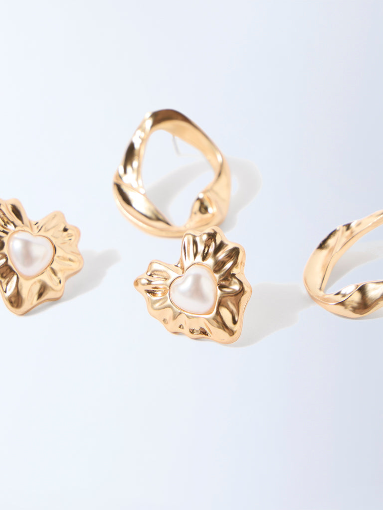 Westside Accessories Gold Pearlescent Stud Earrings - Pack of 2