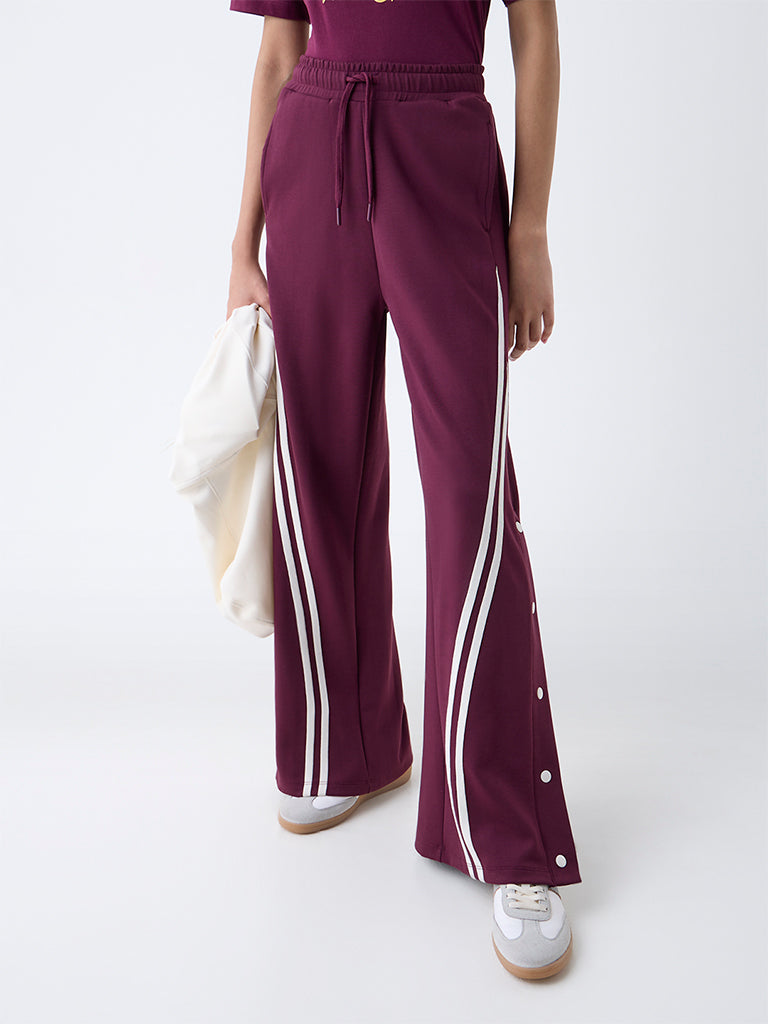 Studiofit Plum Striped High-Rise Pants