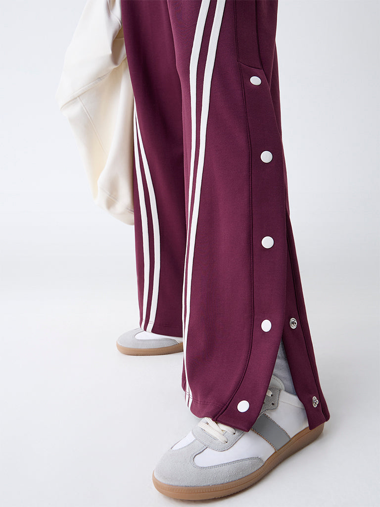 Studiofit Plum Striped High-Rise Pants