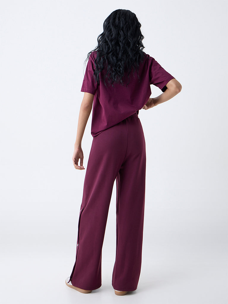 Studiofit Plum Striped High-Rise Pants