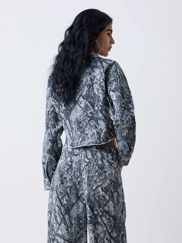 Nuon Grey Camouflage Printed Cotton-Blend Jacket