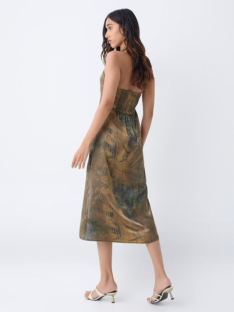 LOV Multicolour Abstract Halter-Neck A-Line Dress