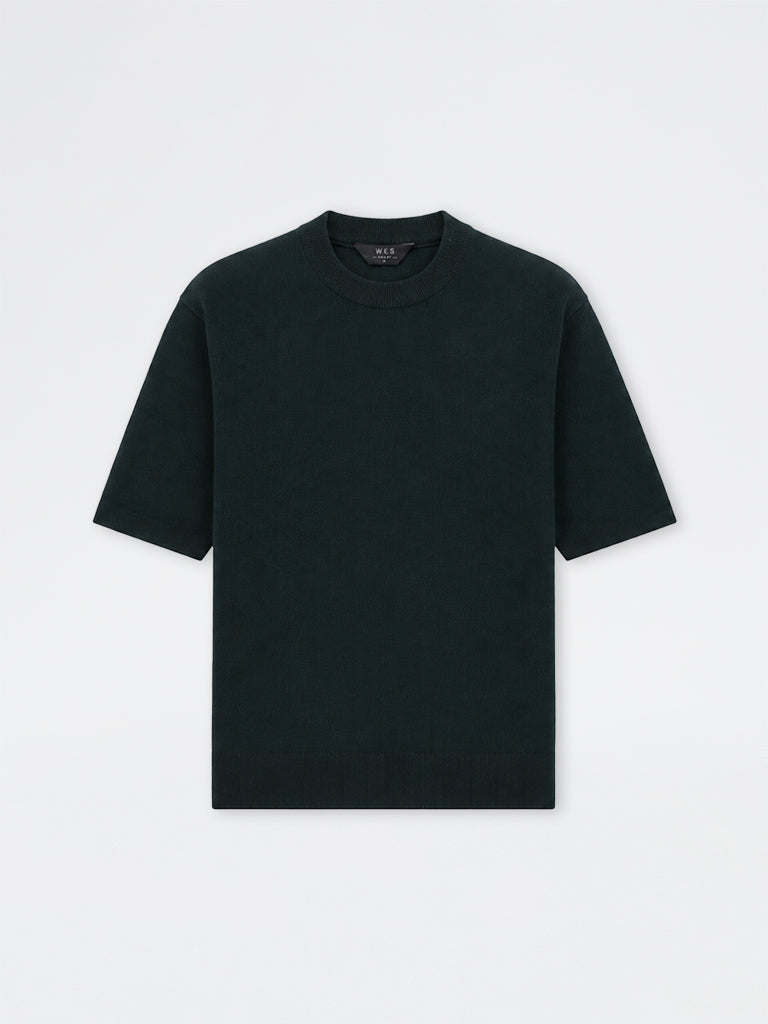 WES Formals Dark Green Knitted Slim-Fit T-Shirt