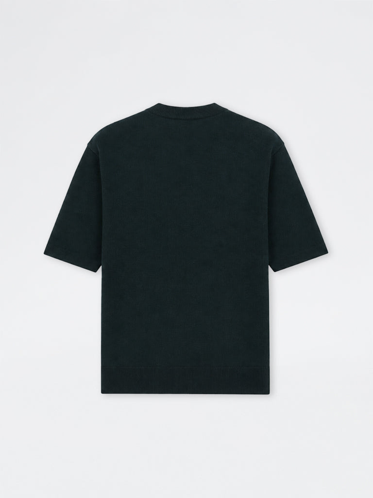 WES Formals Dark Green Knitted Slim-Fit T-Shirt