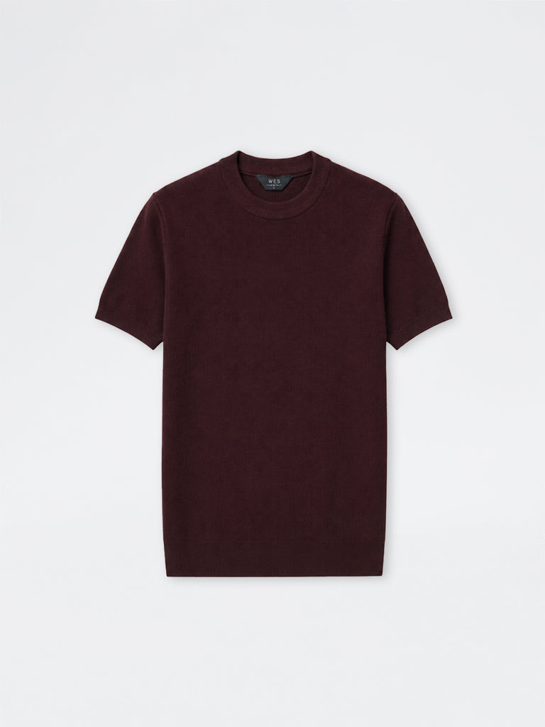 WES Formals Wine Knitted Slim-Fit T-Shirt