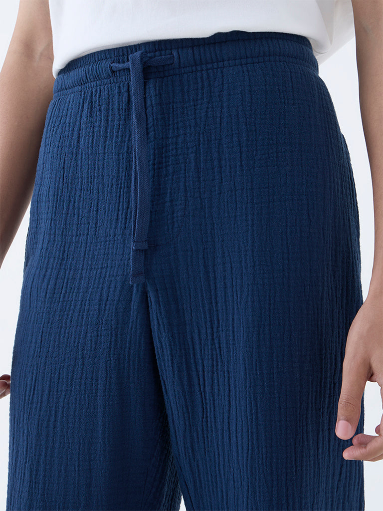ETA Indigo Textured Relaxed-Fit Mid-Rise Cotton Chinos