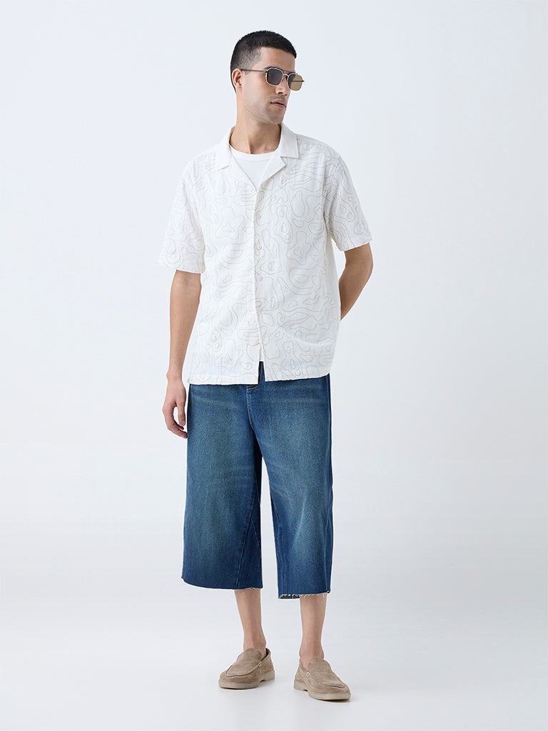 ETA White Embroidered Relaxed-Fit Cotton Shirt