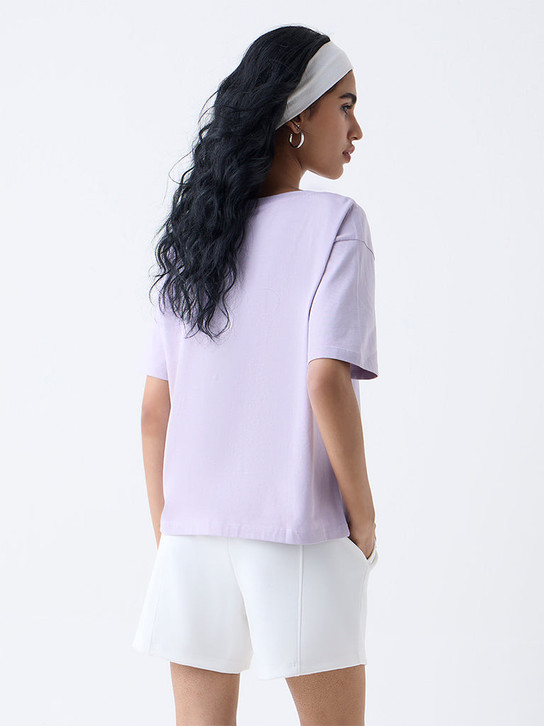 Studiofit Lilac Text Design T-Shirt