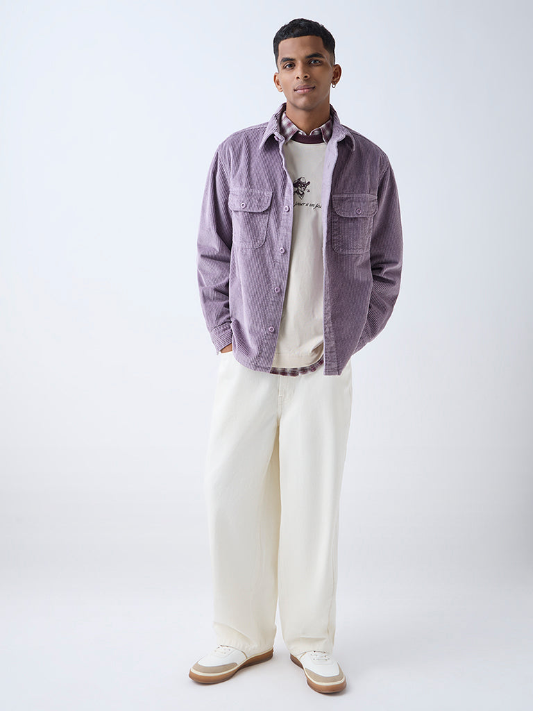 Nuon Mauve Relaxed-Fit Corduroy Shirt