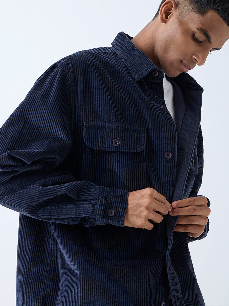 Nuon Navy Relaxed-Fit Corduroy Shirt
