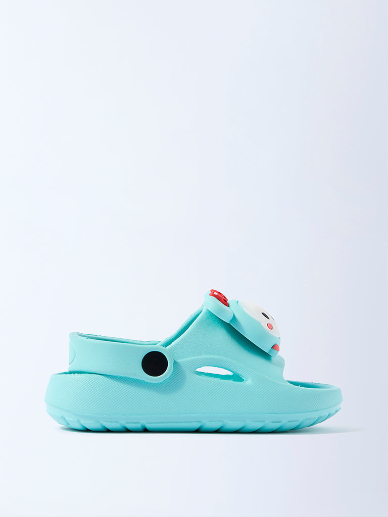 Yellow Turquoise Bow Design Slingback Clogs