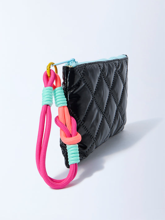 Studiowest Black Quilted Pouch with Bag Charm