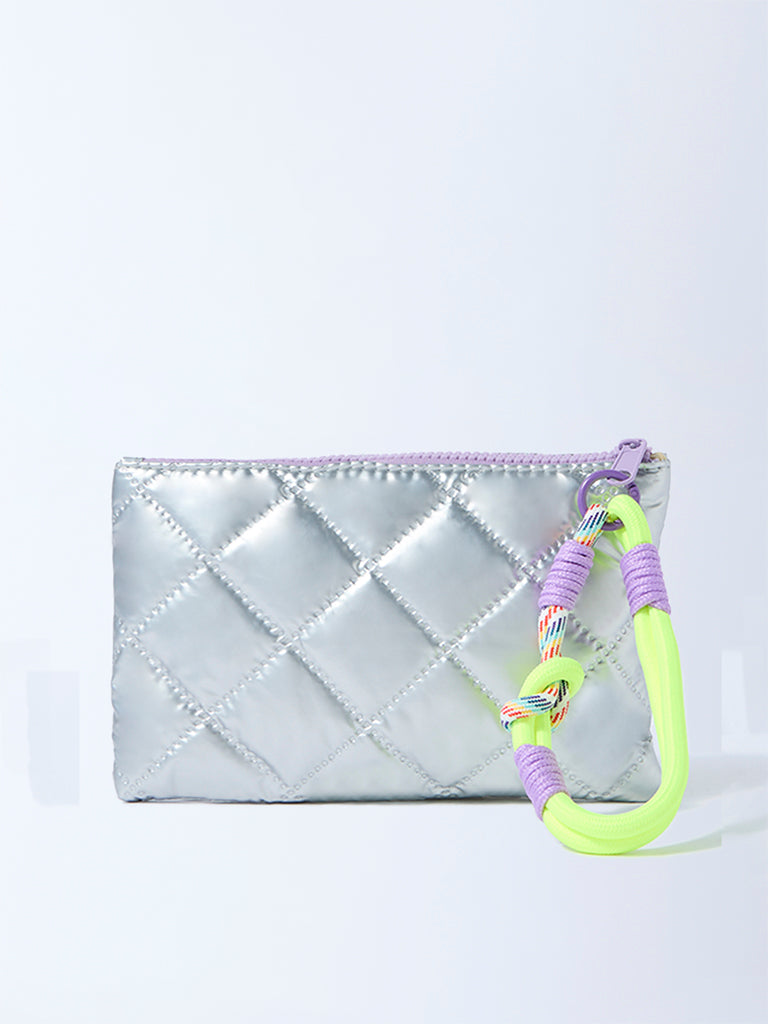 Studiowest Silver Quilted Pouch with Bag Charm