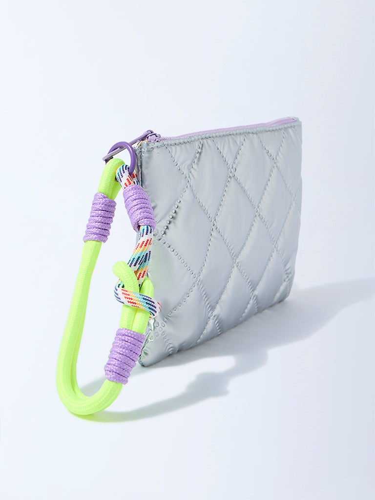 Studiowest Silver Quilted Pouch with Bag Charm