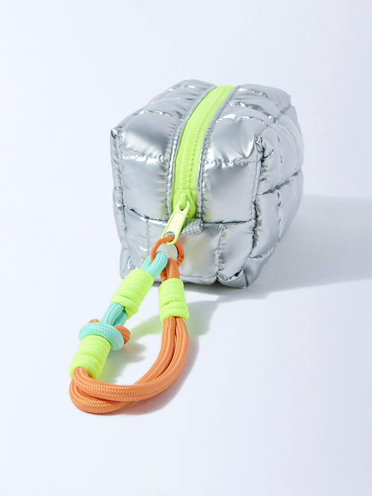 Studiowest Silver Quilted Pouch with Bag Charm