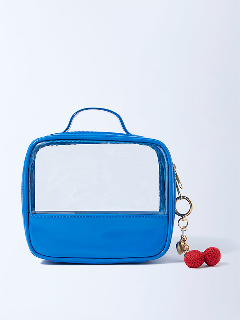 Studiowest Blue Transparent Pouch with Strawberry Bag Charm