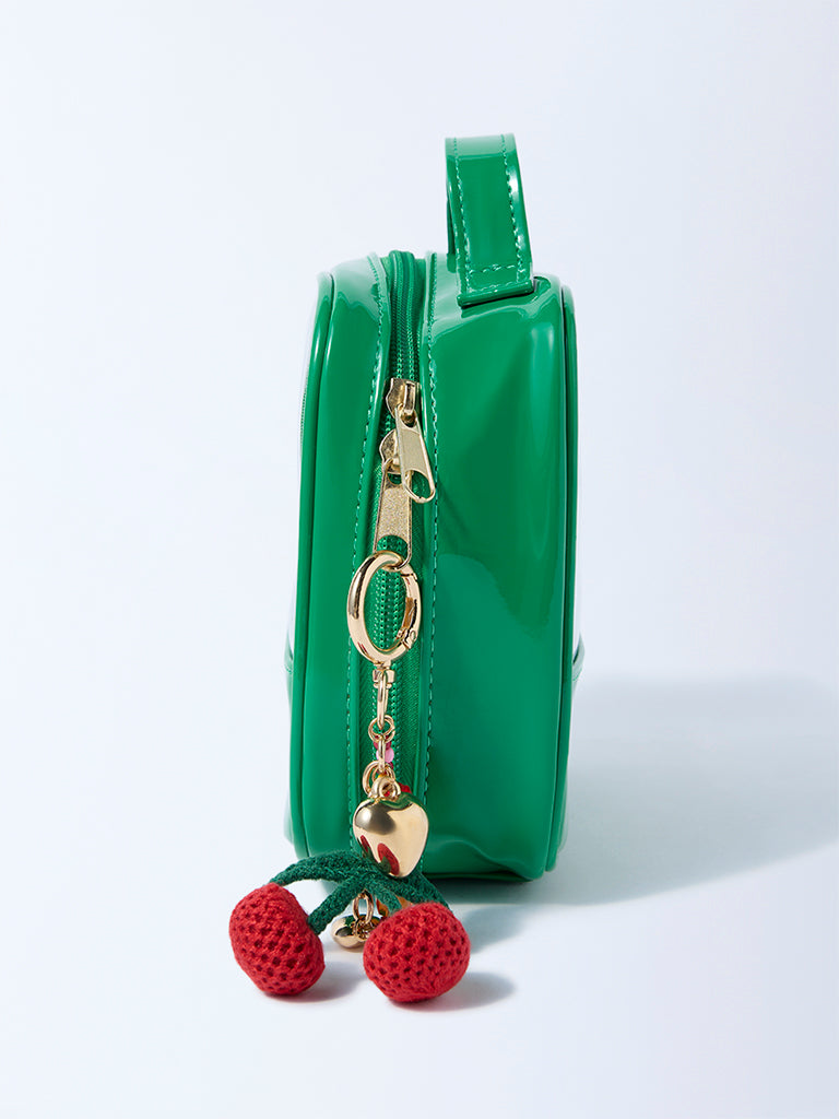 Studiowest Green Transparent Pouch with Strawberry Bag Charm