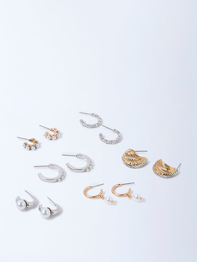 Westside Accessories Gold and Silver Dual Tone Finish Hoops - Pack of 6