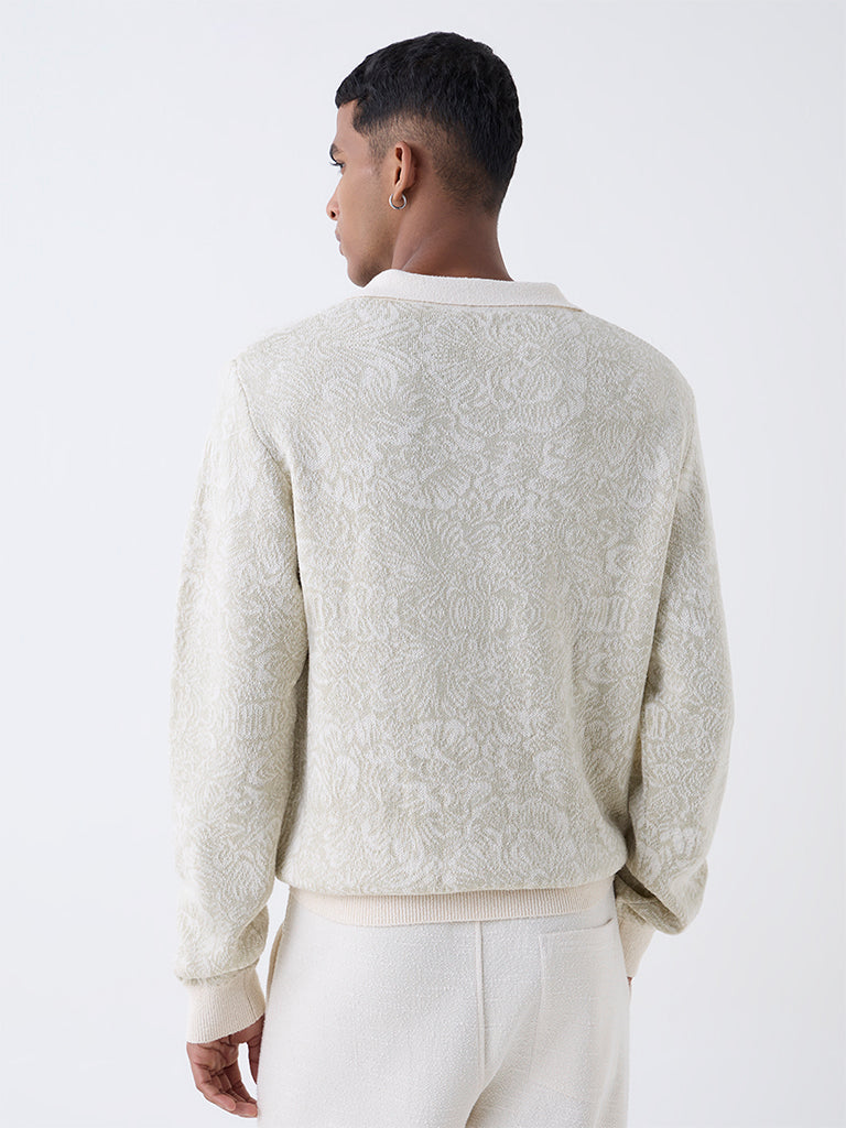 ETA Off-White Self-Patterned Knitted Relaxed-Fit Sweater