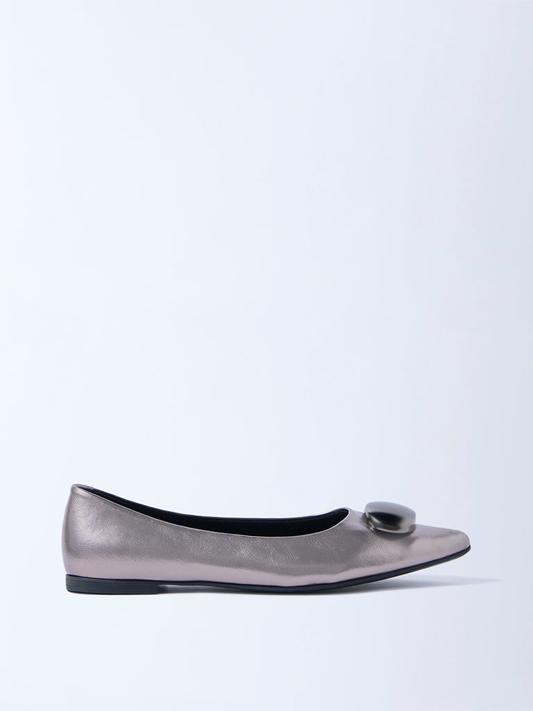 LUNA BLU Silver Metallic-Detailed  Ballerinas