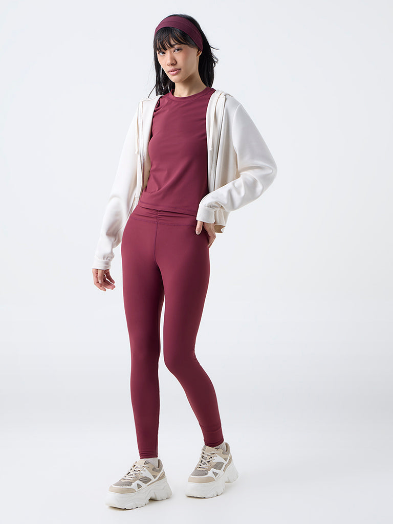 Studiofit Nuoflexx Burgundy Ruched High-Rise Leggings