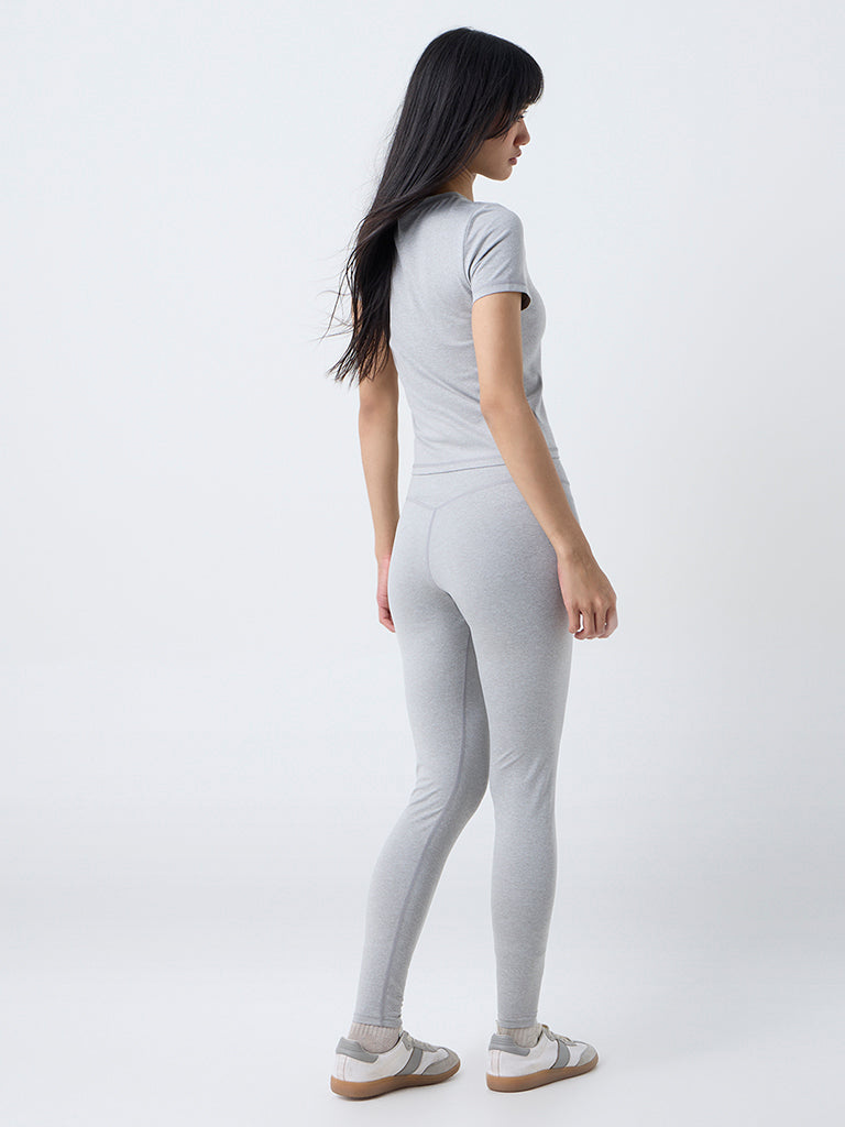 Nuoflexx Grey Ruched High-Rise Leggings