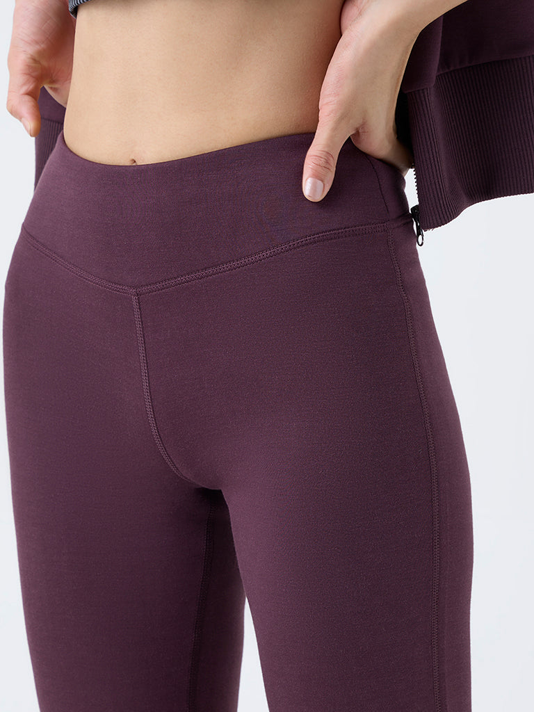 Nuoflexx Burgundy Solid High-Rise Pants