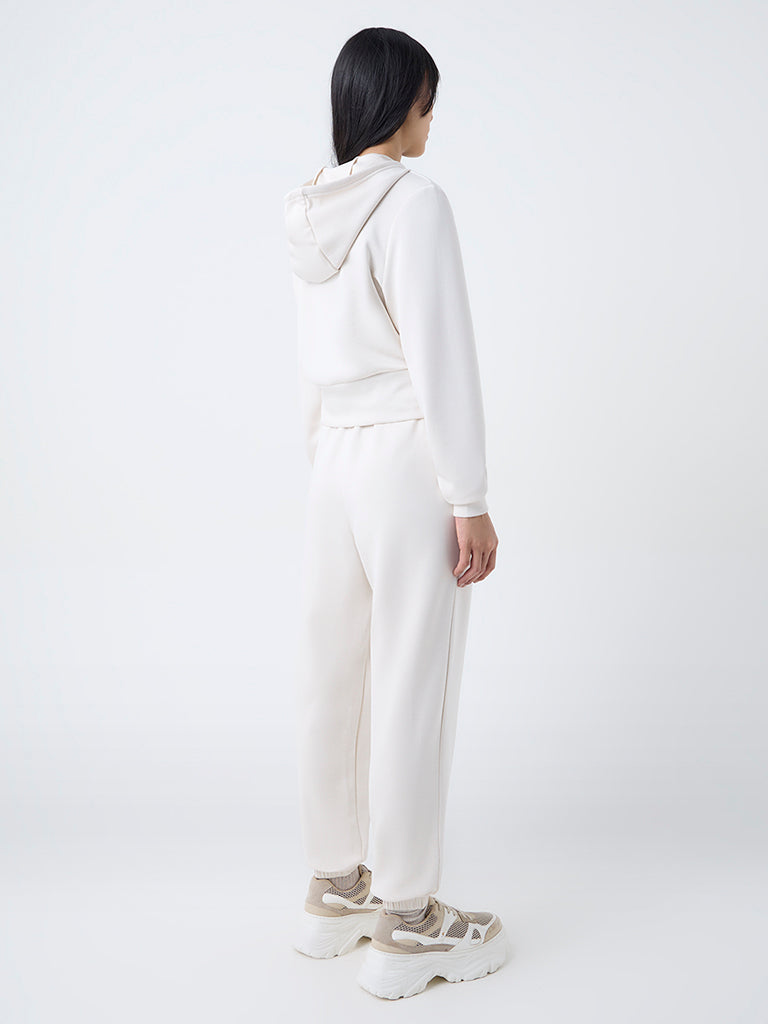 Nuoflexx Cream Solid High-Rise Joggers