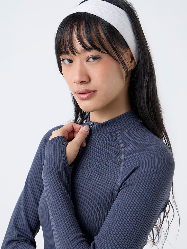 Nuoflexx Dark Grey Ribbed-Textured Jacket