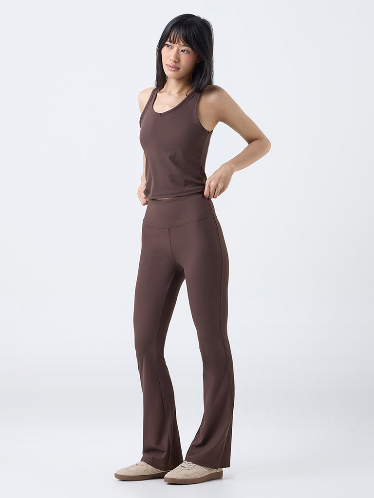 Nuoflexx Brown Ribbed Tank Top
