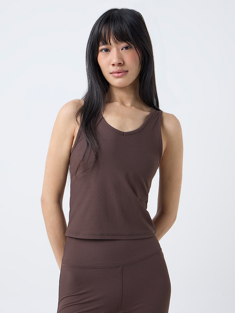 Nuoflexx Brown Ribbed Tank Top