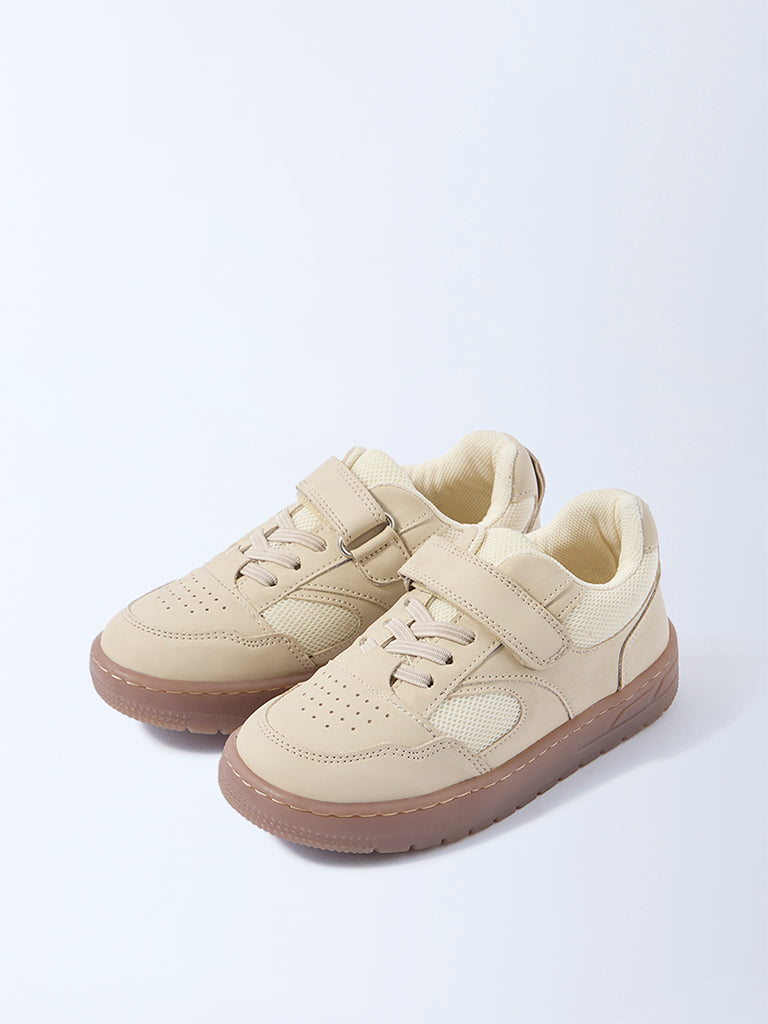 Yellow Beige Perforated Sneakers