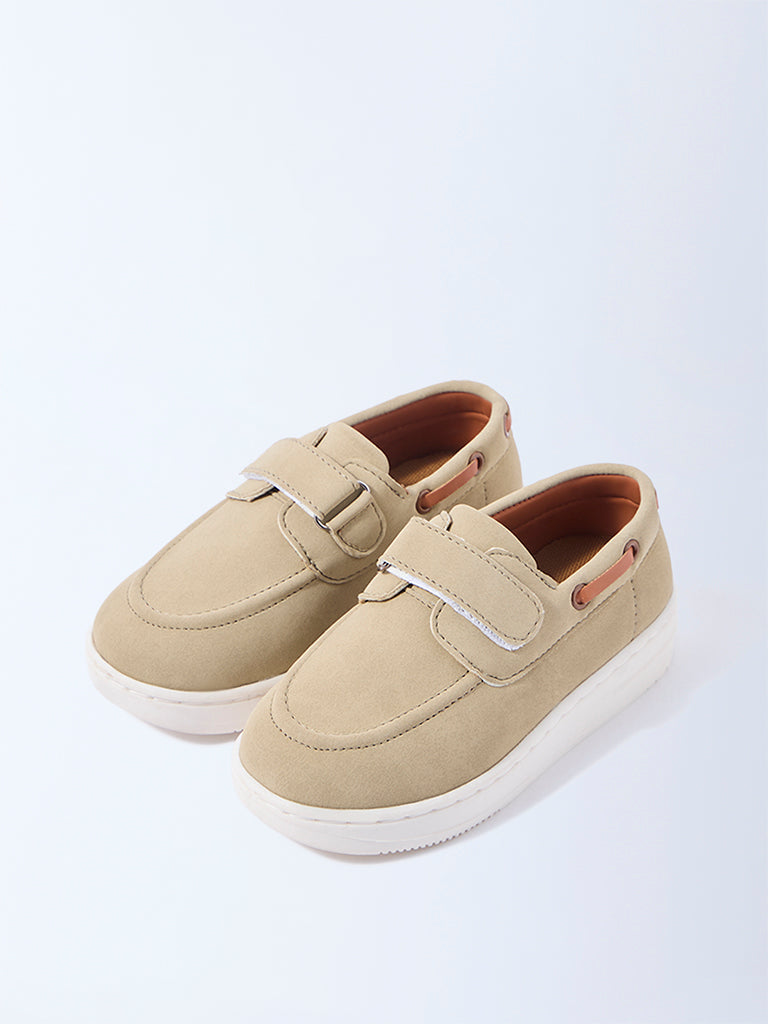 Yellow Beige Velcro Strap Shoes