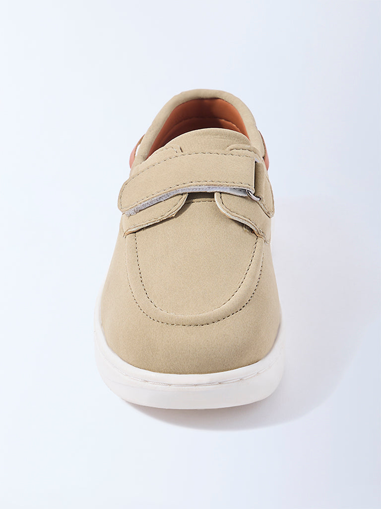Yellow Beige Velcro Strap Shoes