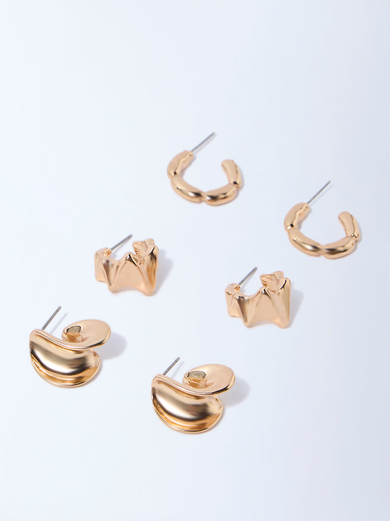Westside Accessories Gold Think and Chunky Hoops - Pack of 3